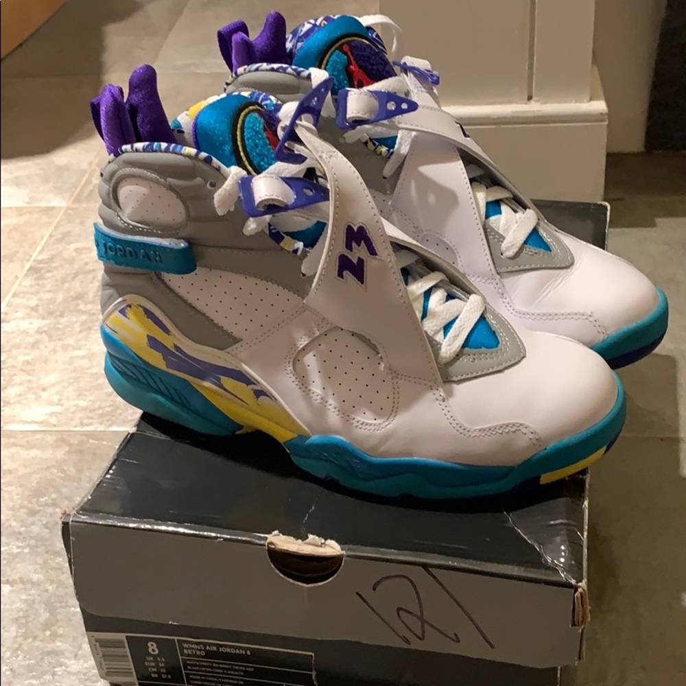 Womens Air Jordan Retro 8 White Aqua